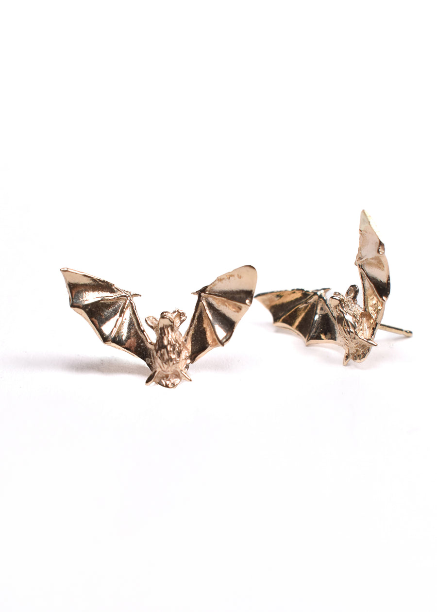 Stud Earrings • Bat  14k yellow gold