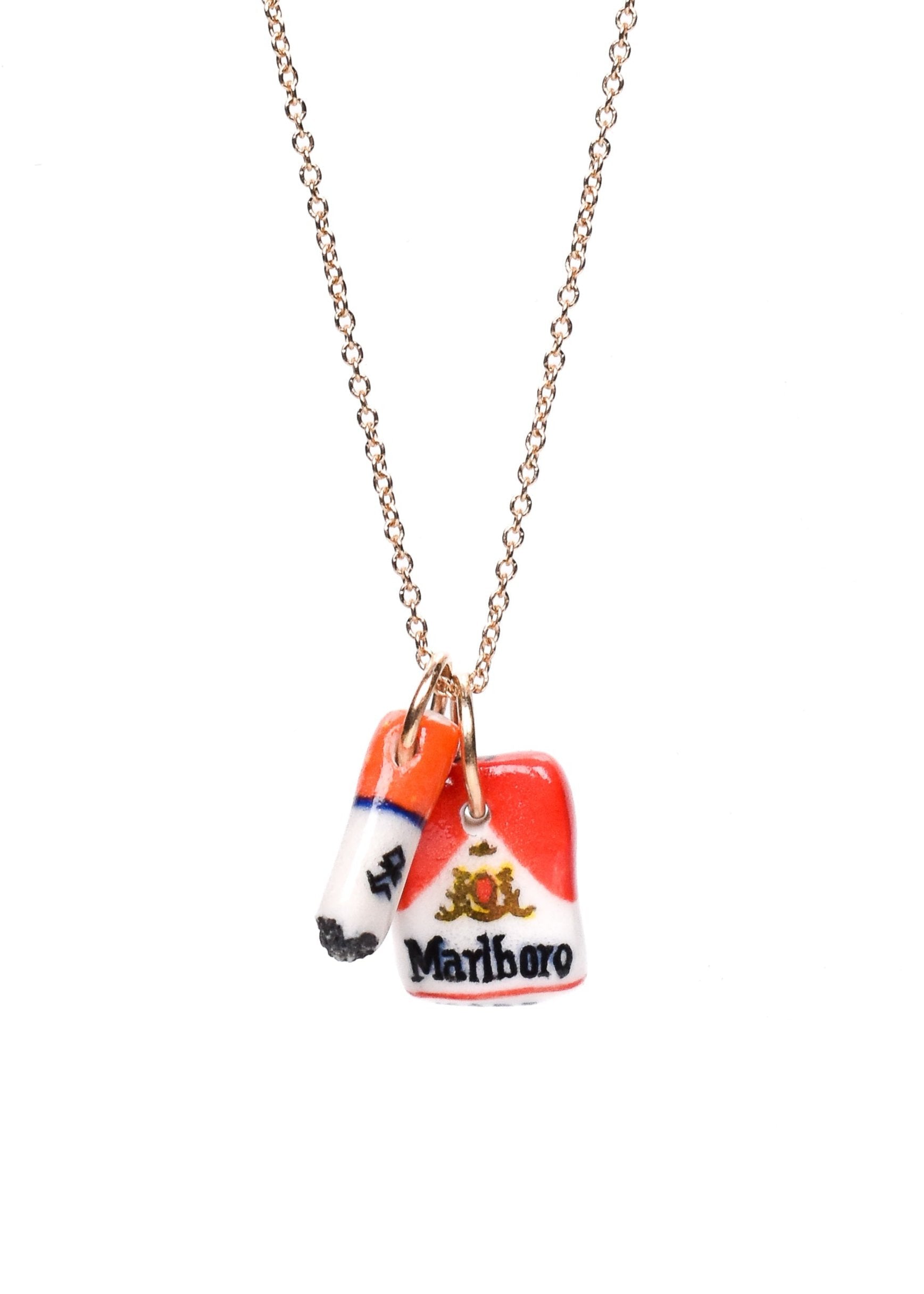 charms cigarette Teeny Tiny Cigarette • Porcelain & 14k Yellow Gold Charm