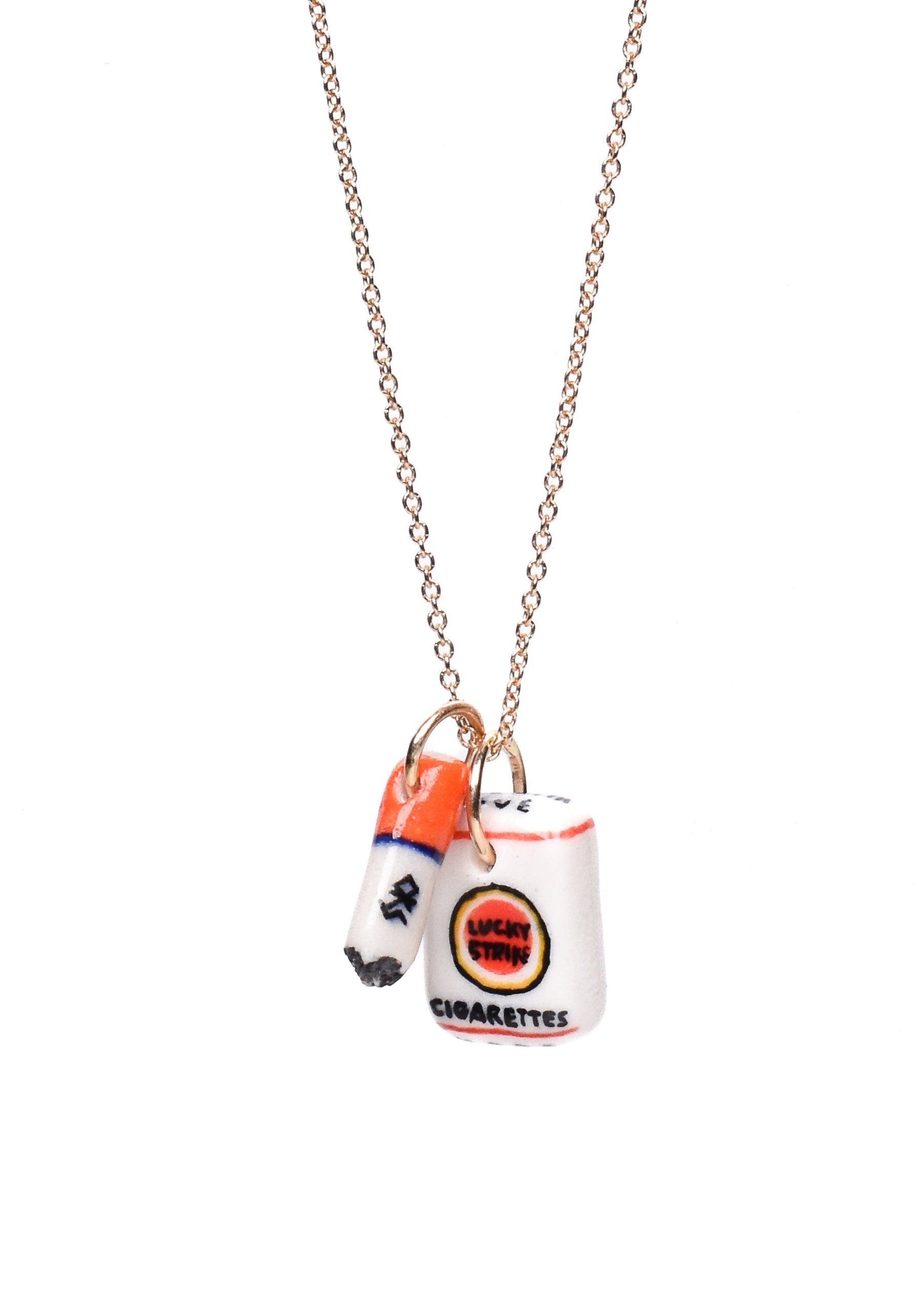 小さなラッキーストライクチャーム• 磁器＆14Kイエローゴールド – Judi