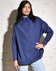 Camisa con botones Kyana • Popelina francesa índigo