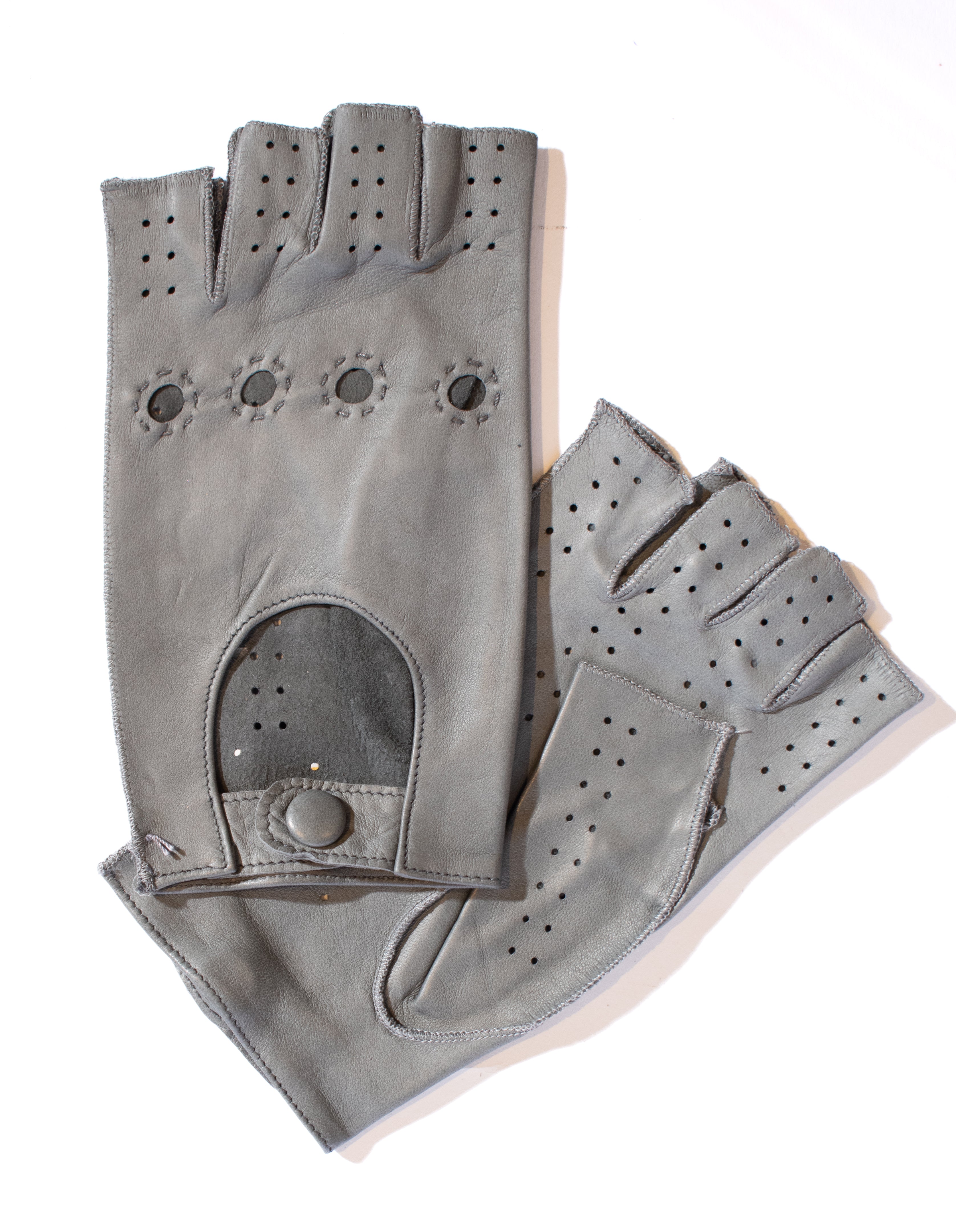Leather Fingerless Driving Gloves • Grigio – Judi Rosen