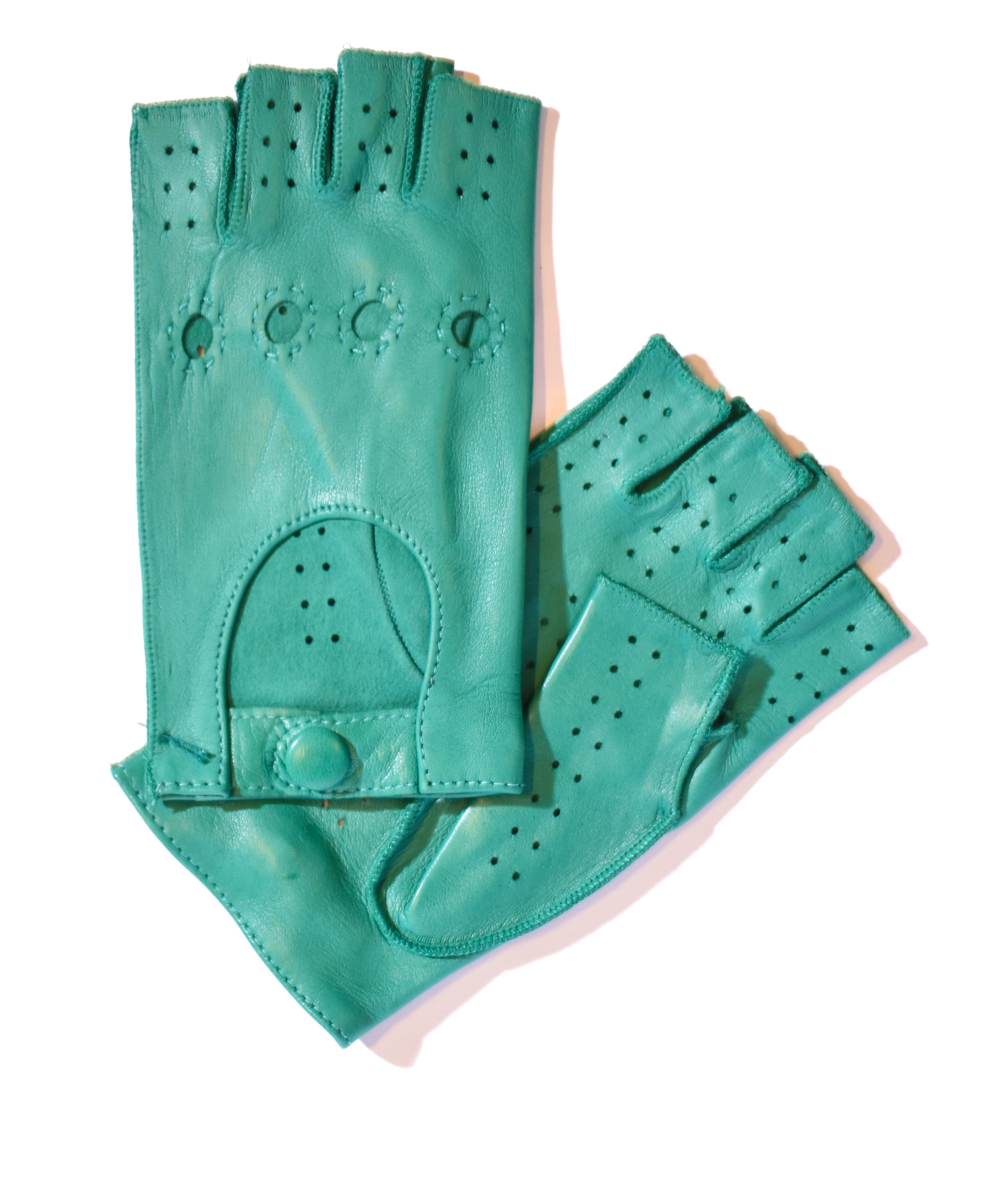 Leather Fingerless Driving Gloves • Verde – Judi Rosen