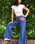 GBU Elephant Bell Bottom Jeans • Cobalt Linen Denim