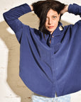 Camisa con botones Kyana • Pana índigo francesa