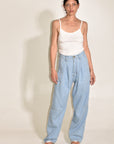 The Theo Trouser | Japanese Linen Cotton Slub Denim • Bleach Wash