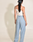 The Theo Trouser | Japanese Linen Cotton Slub Denim • Bleach Wash