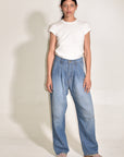 The Theo Trouser | Japanese Linen Cotton Slub Denim • Vintage Wash