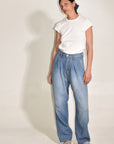 The Theo Trouser | Japanese Linen Cotton Slub Denim • Vintage Wash
