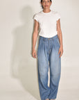 The Theo Trouser | Japanese Linen Cotton Slub Denim • Vintage Wash