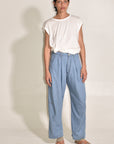 The Theo Trouser | Japanese Milled Pinstripe • Bleach Wash