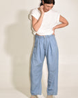 The Theo Trouser | Japanese Milled Pinstripe • Bleach Wash