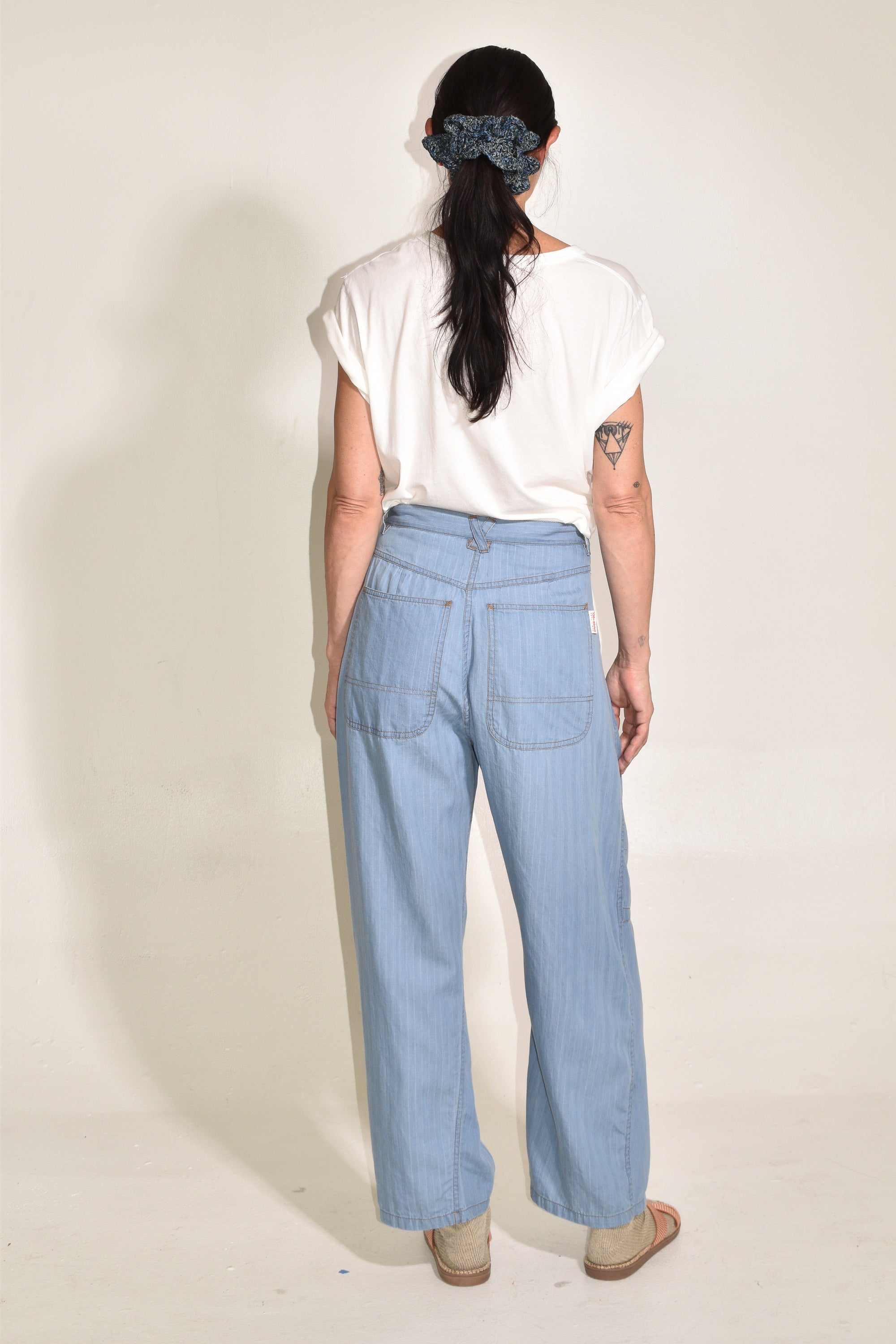 The Theo Trouser | Japanese Milled Pinstripe • Bleach Wash