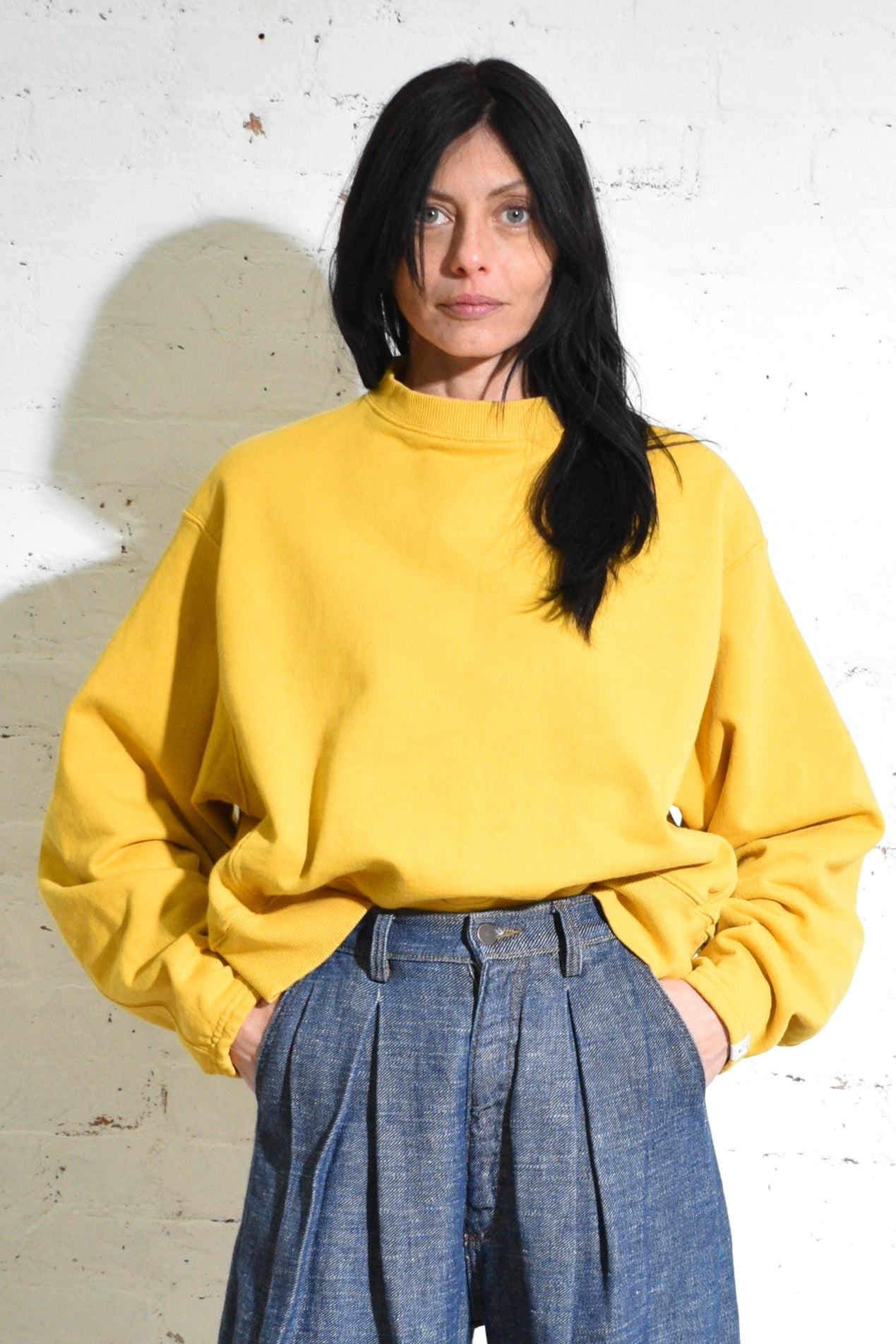 100% Cotton French Terry Sweatshirt 
in ochre