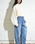 The Theo Trouser | Japanese Linen Cotton Slub Denim • Vintage Wash