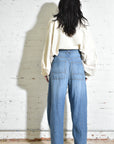 The Theo Trouser | Japanese Linen Cotton Slub Denim • Vintage Wash