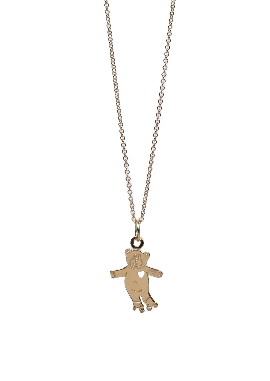 14kt Gold Charm • Roller Skate Teddy