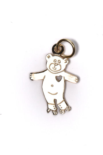 Roller Skate Teddy Charm •   14k yellow gold