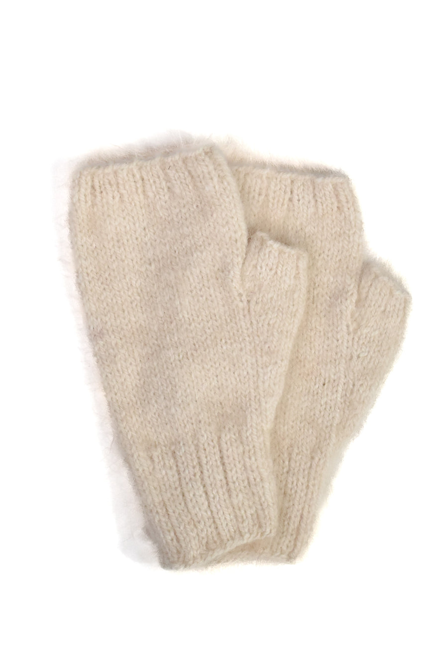 Hand Knit Angora Fingerless Mittens • Nudes