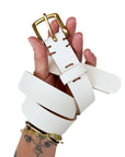 Hand-Cut Leather Belt • White Enamel