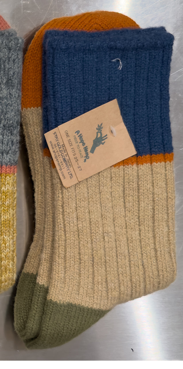 Men's Crew Socks • Tri-color Wool/ Hemp