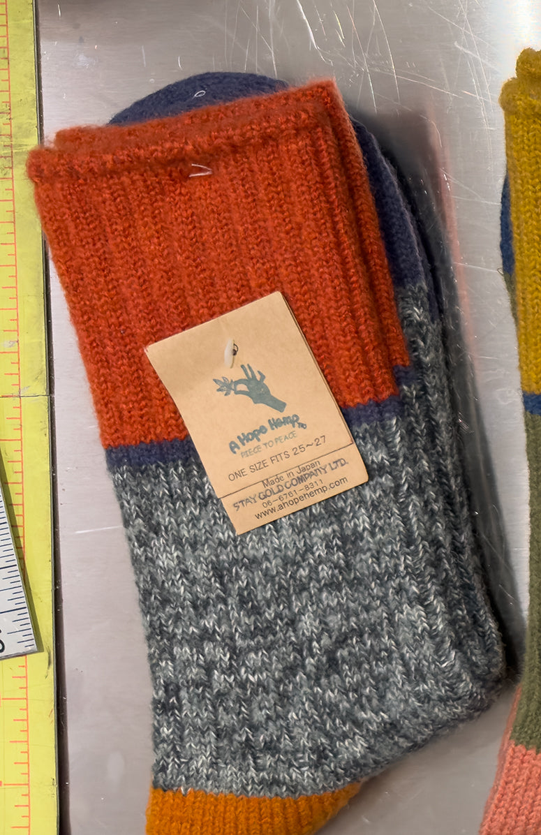 Men's Crew Socks • Tri-color Wool/ Hemp