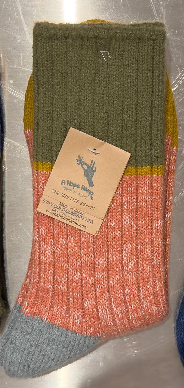 Men's Crew Socks • Tri-color Wool/ Hemp