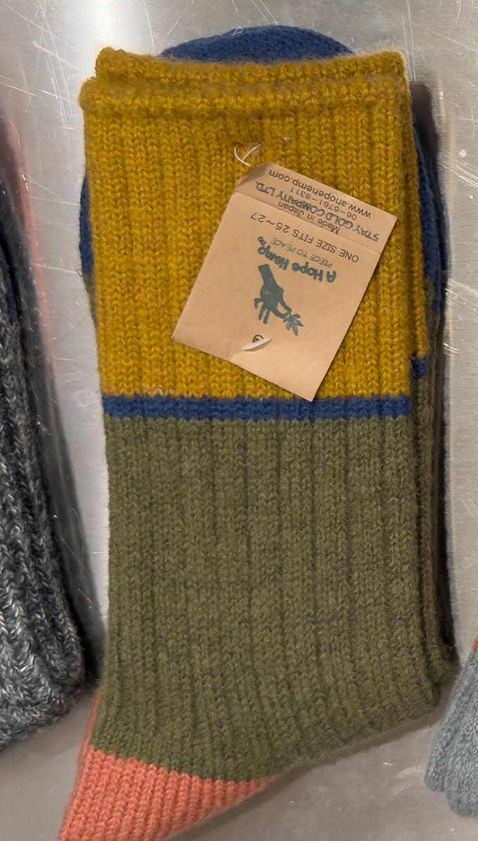Men's Crew Socks • Tri-color Wool/ Hemp