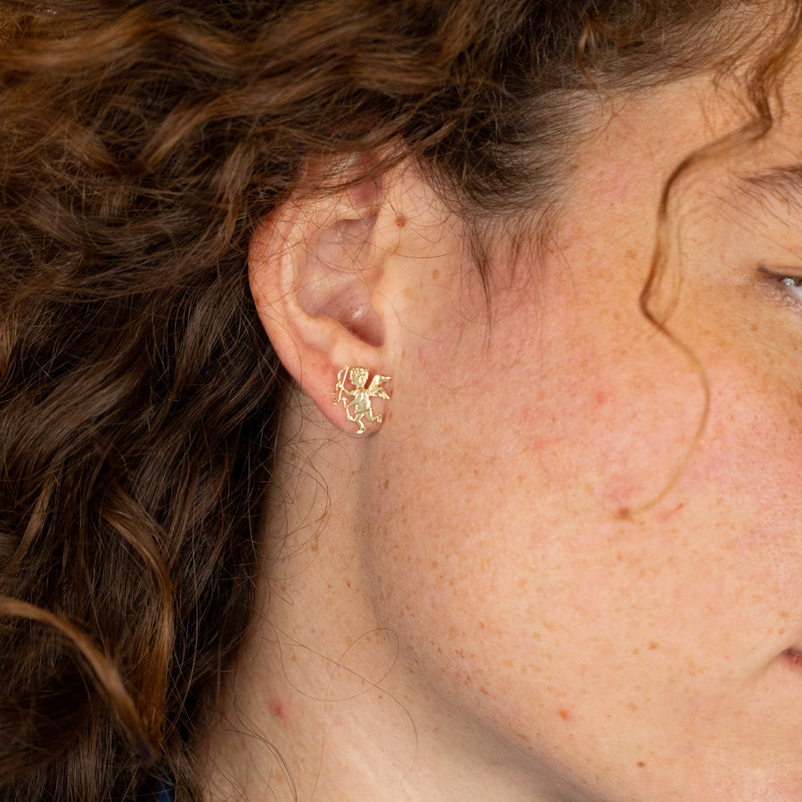 14kt Gold Single Stud Earring • Cupid